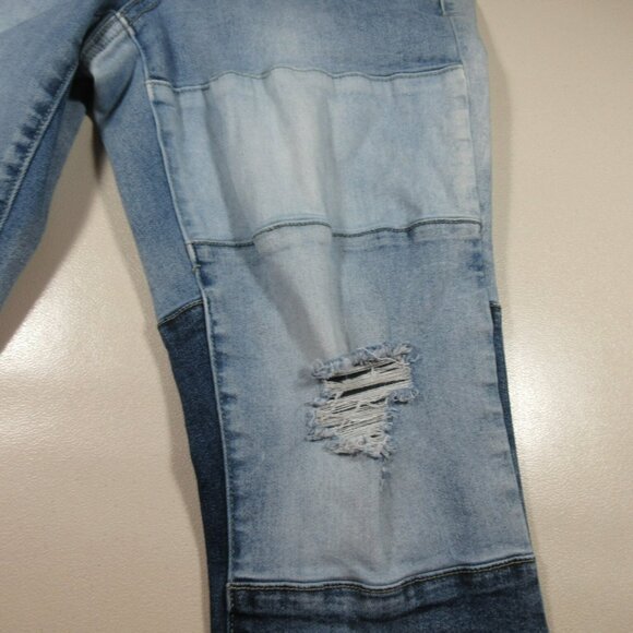 Venus womens dark medium light wash distressed patchwork skinny jeans 8x30 EUC - Picture 10 of 13